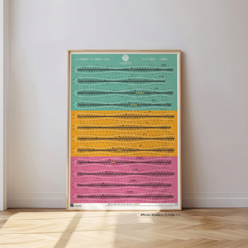 Calendrier les Marées 2027 Galatée Papier 60x80 (sans cadre)